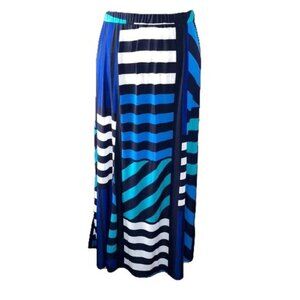 Susan Graver Maxi Skirt Liquid Knit Women LP Petite  Geometric Print
